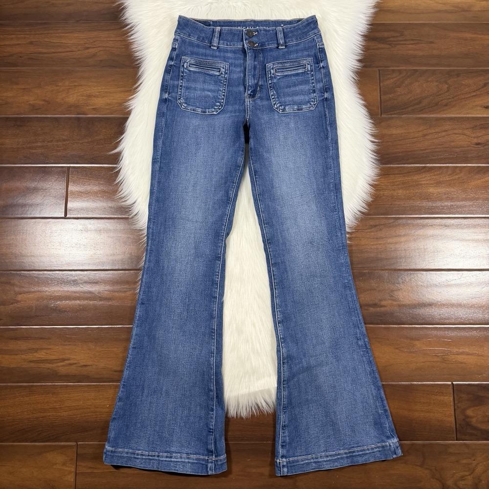 American Eagle Women's Size 6 Long Super High Rise Flare Denim Jeans